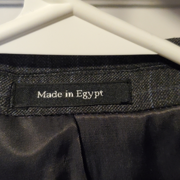 Joseph & Feiss Gold 2 Button Blazer 48 Regular Gray Plaid Classic Fit Wool - Picture 6 of 9